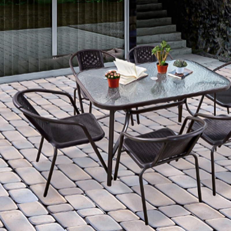 Terrace bistro table and chairs seven-piece set