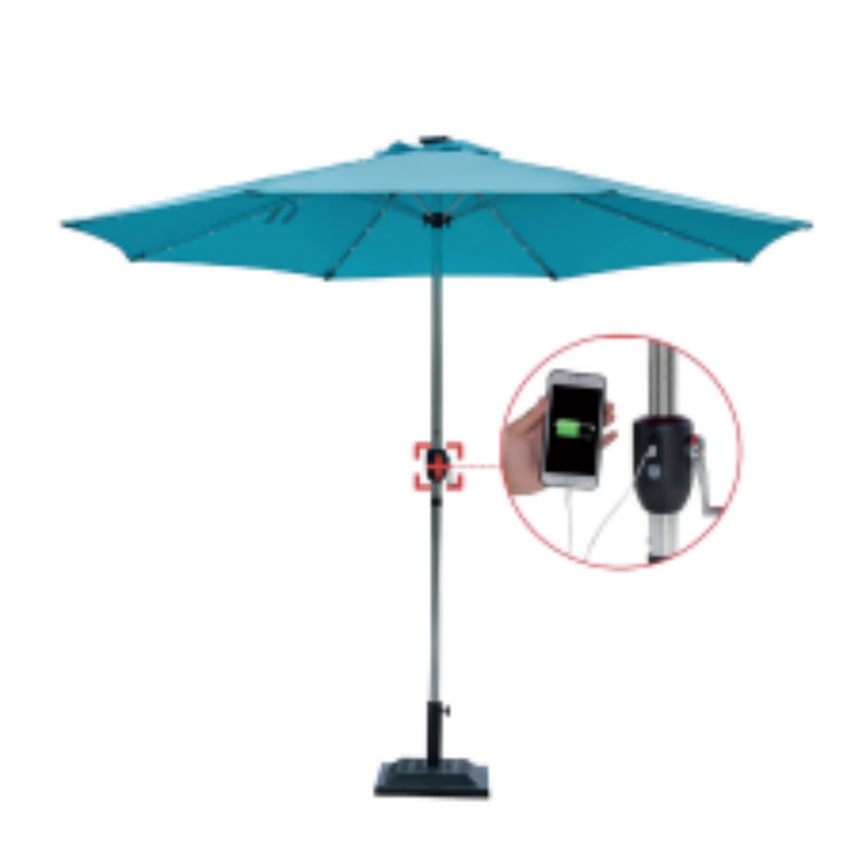 All-Aluminum Solar USB&LED Rechargeable Center Pillar Umbrella