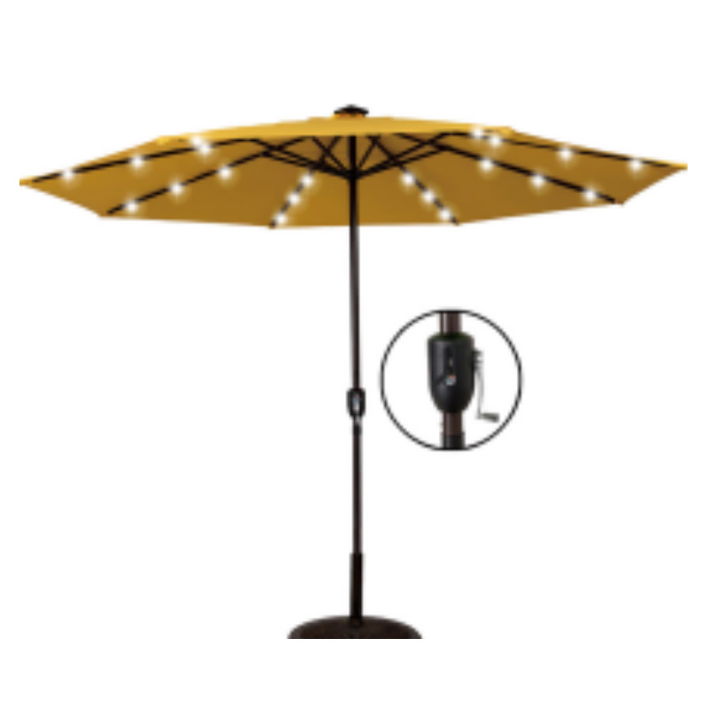Full Iron Solar USB&LED Rechargeable Center Pillar Umbrella